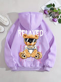 Women's Bear Print Fleece Hoodie