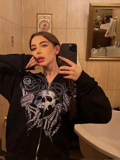 Zip up Hoodies Y2k Clothes Vintage Cartoon Anime Hoodie Oversize April Mop