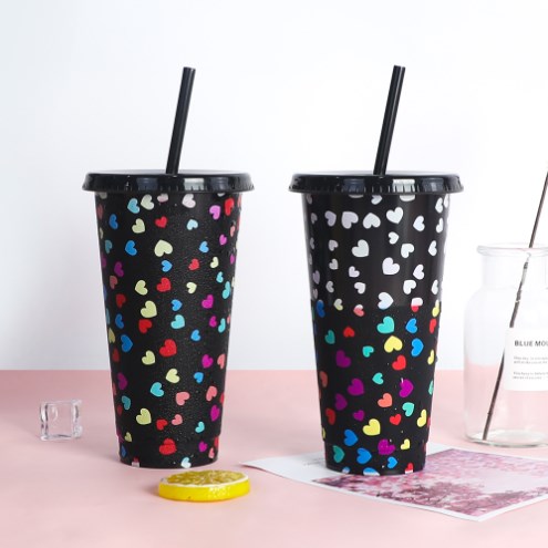 Reusable with Straws Creative Water Cups Changing Cold Water