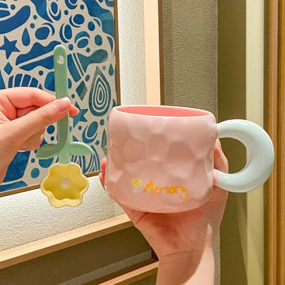 450ML Hand-Maled Blume Tee Tasse Keramik Becher Hause Büro Drink Tasse Tee Kaffee Milch Saft