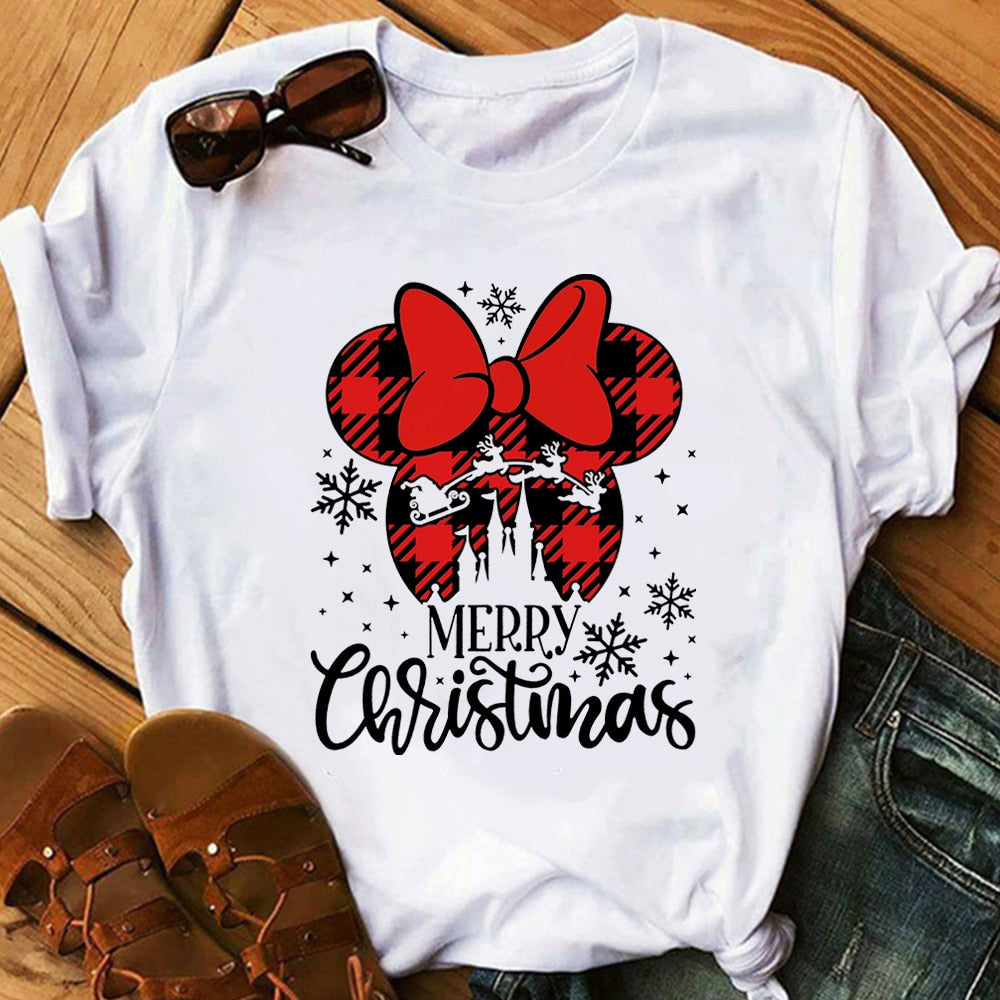 Funny Cute Cartoon Print Women's Christmas T-Shirt