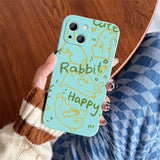 Rabbit Happy  Silicone funny PhoneCase For iPhone Camera Lens Protection Cover