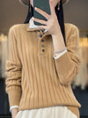Womens Winter Merino Wool Sweater Turn Down Collar Soft Pullover