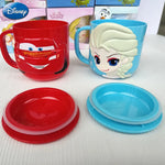 Disney Mickey Stitch kids Cup With Lid Milk Mug Frozen Elsa 3D Cartoon