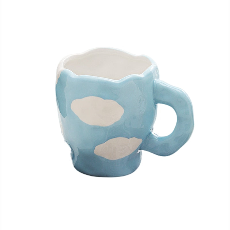 Flower Ceramic Coffee Cup Mug With Saucer Home Breakfast Handle Cup