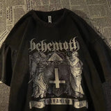 Women T Shirt Demon Print Anime Gothic Oversized T Shirt Short Sleeve Tee Y2k