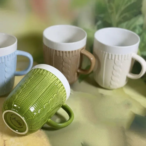 Ceramic Wool Woven Water Cup Colorful Wool Coffee Milk Tea Mugs