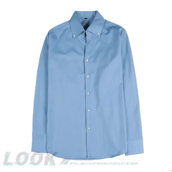 Mens Italian Collar Shirt Wrinkle Free Slim Fit Casual Dress