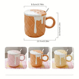 Keks Muster Kaffeebecher mit Deckel und Löffel Kawaii Wasser Tasse Sommer Winter