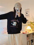 Sweatshirts Women Harajuku Cute Embroidery Blue Polo