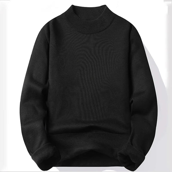 Mens Fleece Lined Mock Neck Sweater Thick Warm Knit Pullover