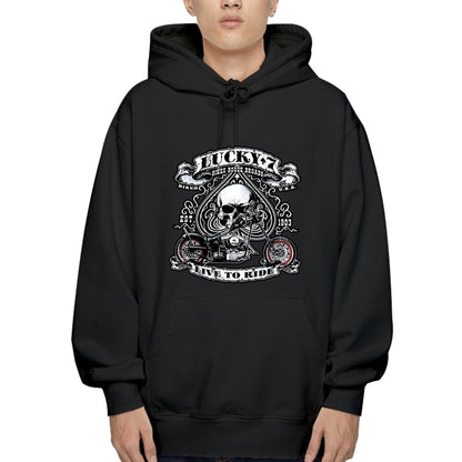 Bobber Motorcycle Lucky 7 Skull Hoodies Latest New Style for Autumn