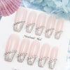 10pcs Gold Metallic 3D Press-On Almond Fake Nails