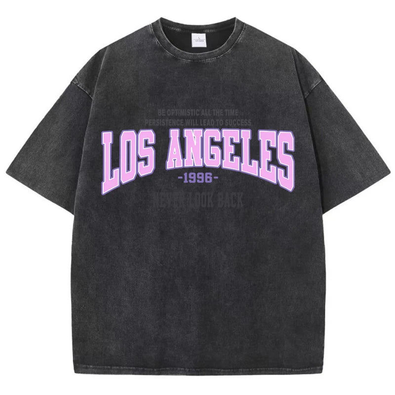 Womans Washed T-Shirts Trend Distressed Loose Tees Los Angeles 1996