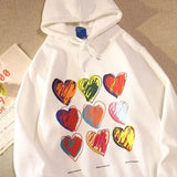 Amerikanische handbemalte Liebe Print Hoodies Frauen Y2k Sweatshirt neue lockere Passform