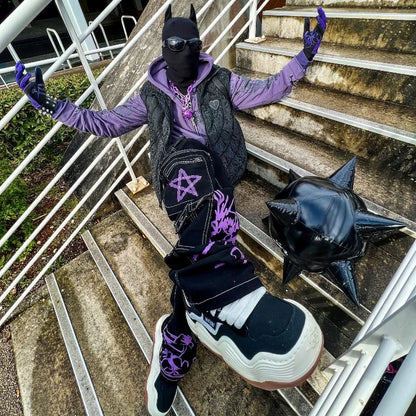 Men Fashion Harajuku Trend Jeans Printed Casual Streetwear