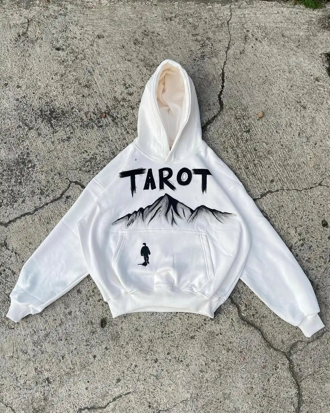 Fashionable 2025 Abstract Print Hoodie Men’s Casual White Top