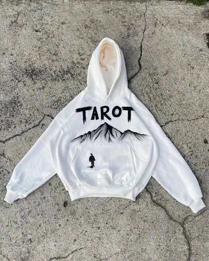 Fashionable 2025 Abstract Print Hoodie Men’s Casual White Top