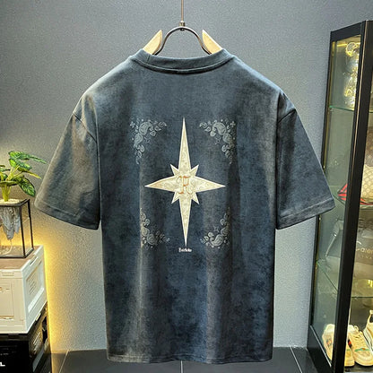 2024 Luxury Embroidered T-Shirt Men’s Casual High-Density Loose Fit Tee