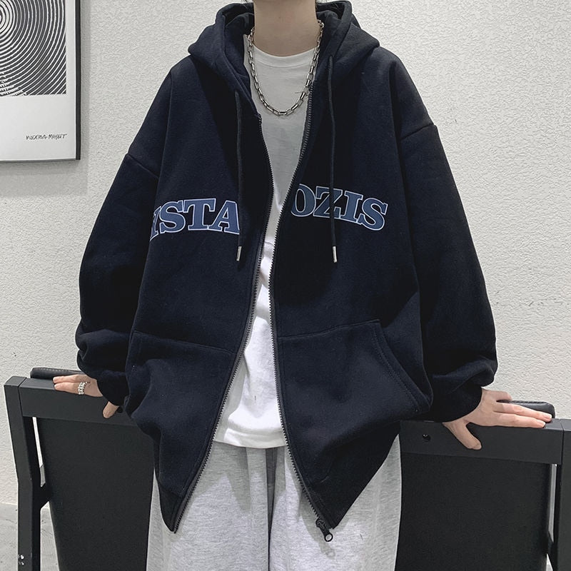 Hooded Oversized Sweatshirt for Men Korean Coat Long Sleeve