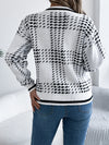 Womens Colorblock V Neck Sweater Lantern Sleeve Striped Knit Top