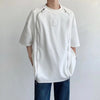 Mens Oversized Streetwear Tee Double Zip Hip Hop Harajuku Shirt