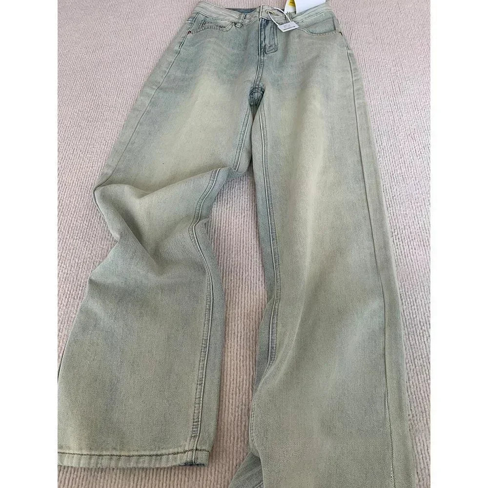 Women's Harajuku Retro Embroidered Flare Jeans Casual Streetwear