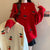 Women’s Christmas Red Cherry Sweater – Cute Long Sleeve Winter Pullover