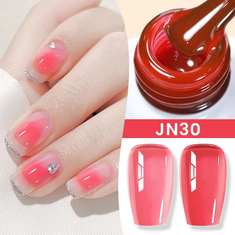 Jelly Nude Gel Nail Polish 10ml Light Pink Peach Translucent Color UV