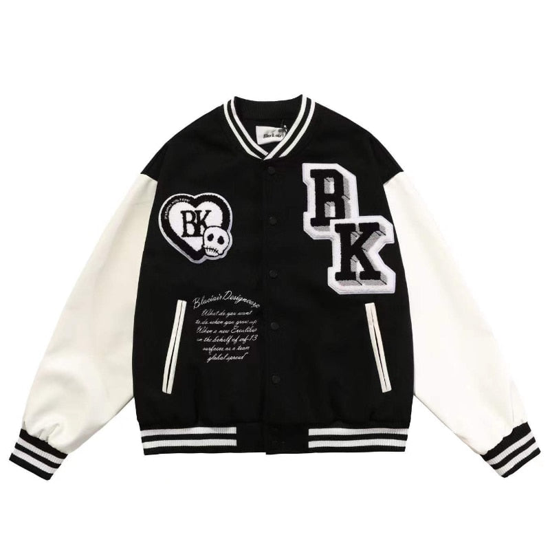 American Street Retro Print Baseball Jacket Men