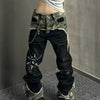 Y2K Camo Patchwork Jeans Unisex Baggy Hip Hop Vintage Denim