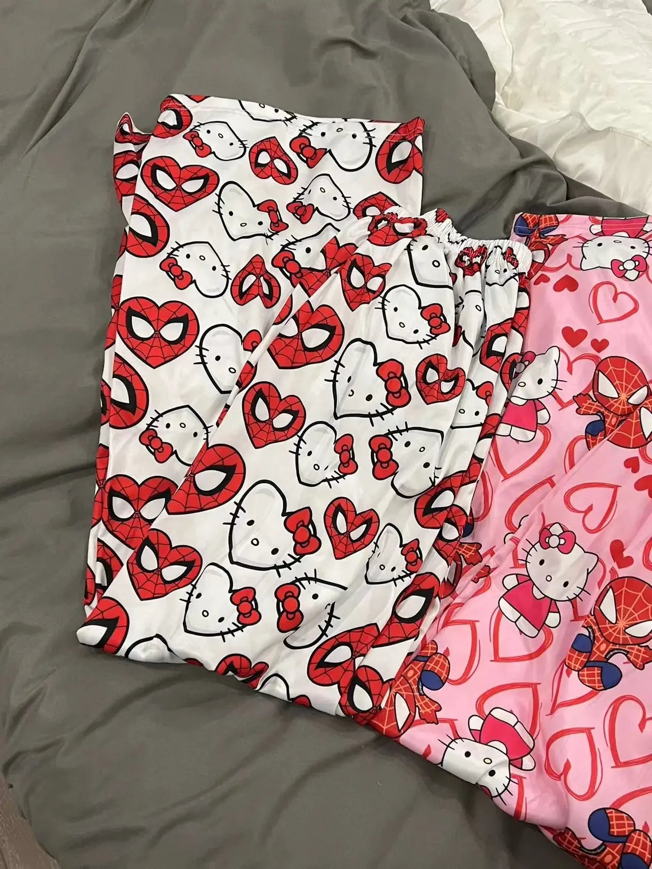 Hello Kitty Spider-Man Pajama Pants Loose Y2K Cartoon Gift Couple