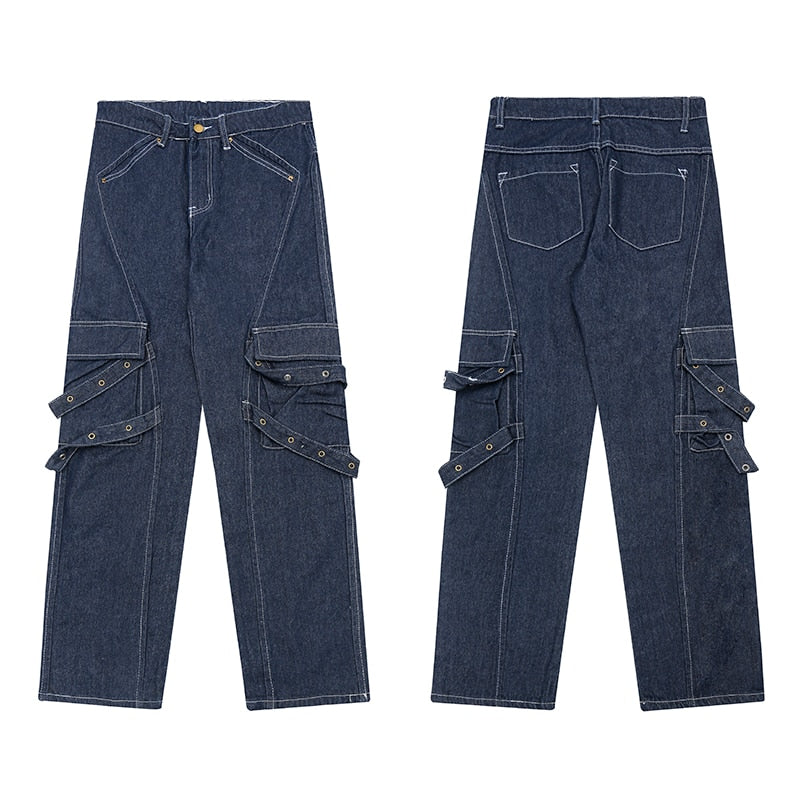 Jeans Straight Denim Gothic Retro Style Men Street Wear Skateboard