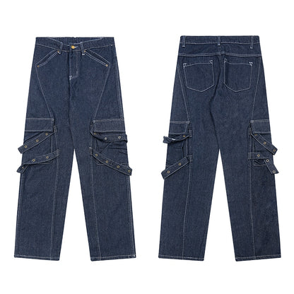 Jeans Straight Denim Gothic Retro Style Men Street Wear Skateboard