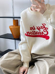 Retro Letter Embroidery Printed Sweater Coat Women Pullovers