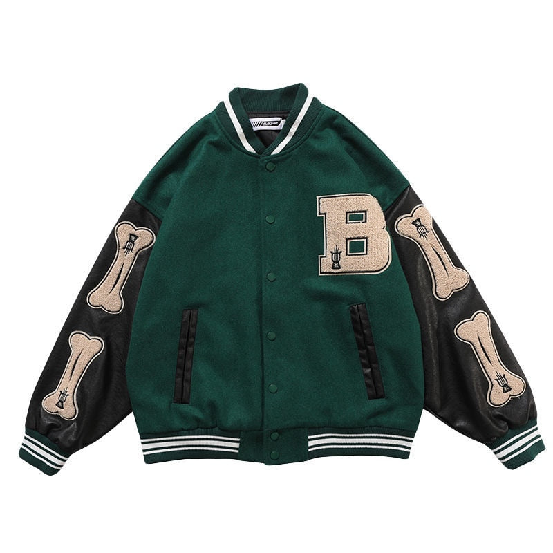 Men Bomber Jacket American Retro Letter Embroidery