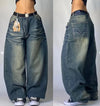 Y2K Baggy Jeans Unisex Embroidered Hip Hop Wide Leg Streetwear