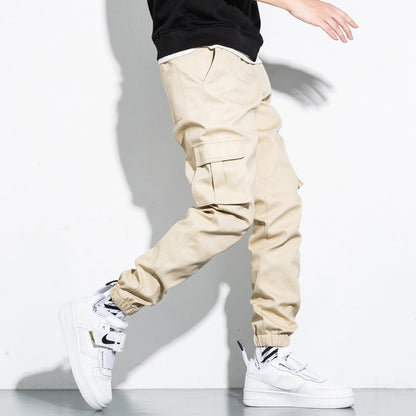 Men Cotton Cargo Pants Plus Size Sports Drawstring Fashion Casual