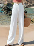 Linen Wide Leg Beach Vintage High Waist Sweatpants