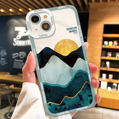 Mountain Mural Scenery Soft Silicone Case for iPhone