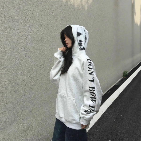 Womens Oversized Hoodie Fleece Lined Letter Print 3D Graphic Fall