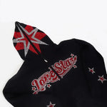 Autumn and Winter Y2K American Star Rhinestone Hooded Sweater Gothic Zipper