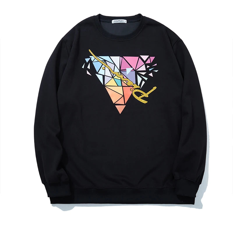 Big & Tall 3XL-12XL Hoodie for Men Triangle Print Fall Street Style