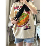 Harajuku Y2K Top Short Sleeve T-shirt Retro Print Couple Versatile