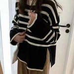 Striped Loose Warm Sweater O-Neck Knitted