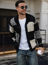 Mens Plaid Cardigan Sweater Colorblock Knit Jacket Fall Winter