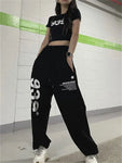 Brief Drucken Jogger Jogginghose Frauen Kpop Streetwear Übergroßen Hosen Hip Hop Punk