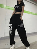 Letter Print Sweatpants Women Kpop Streetwear