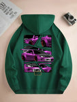 2024 Men's Car Print Loose Hoodie Casual Pullover