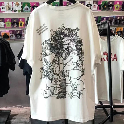 Urban Style: Terada Katsuya Illustration Print Cotton T-shirt – Casual Top with a for Men